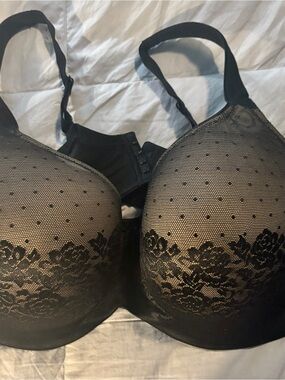 Soma Black Lace T-Shirt Bra with Floral Overlay
